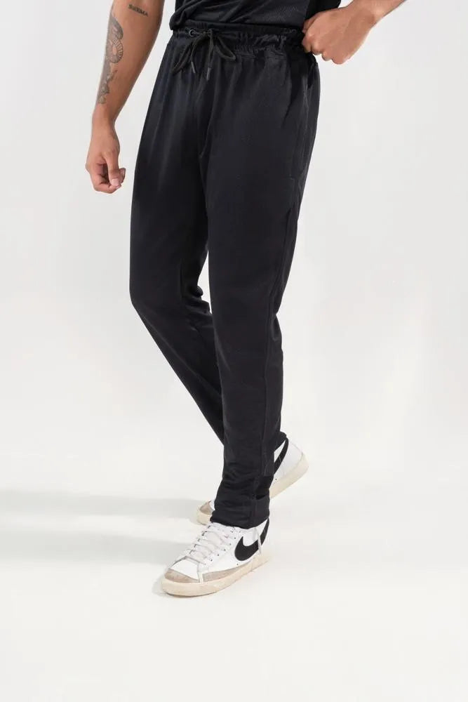 Two-Piece Dri Fit Texture Track Suit for Men- Black
