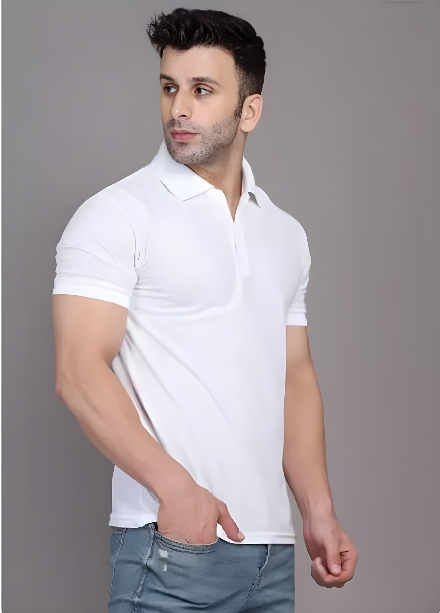 Men's Cotton Plain Polo T-Shirt - White