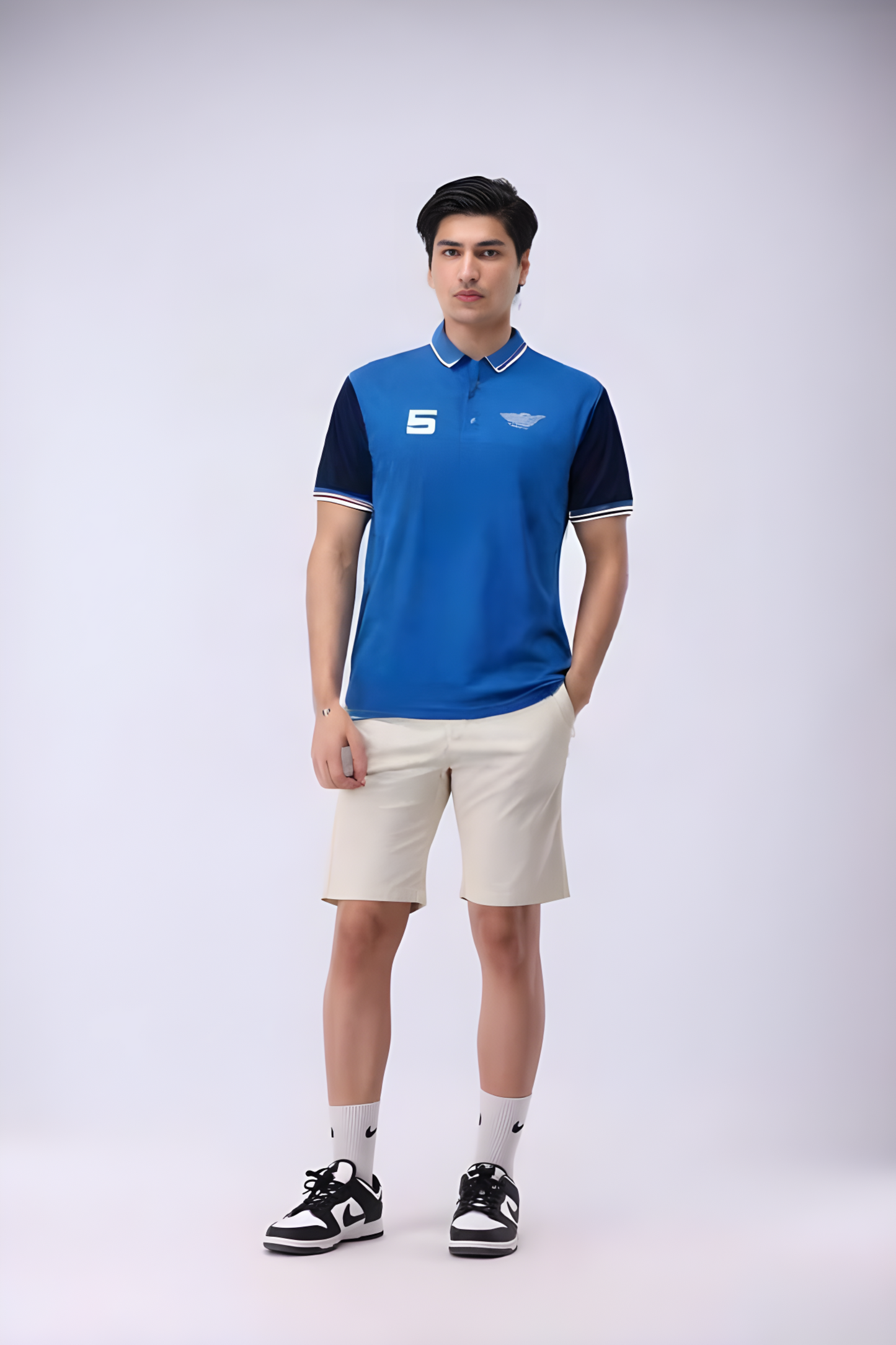 Blue Cotton Polo T-Shirt for Men