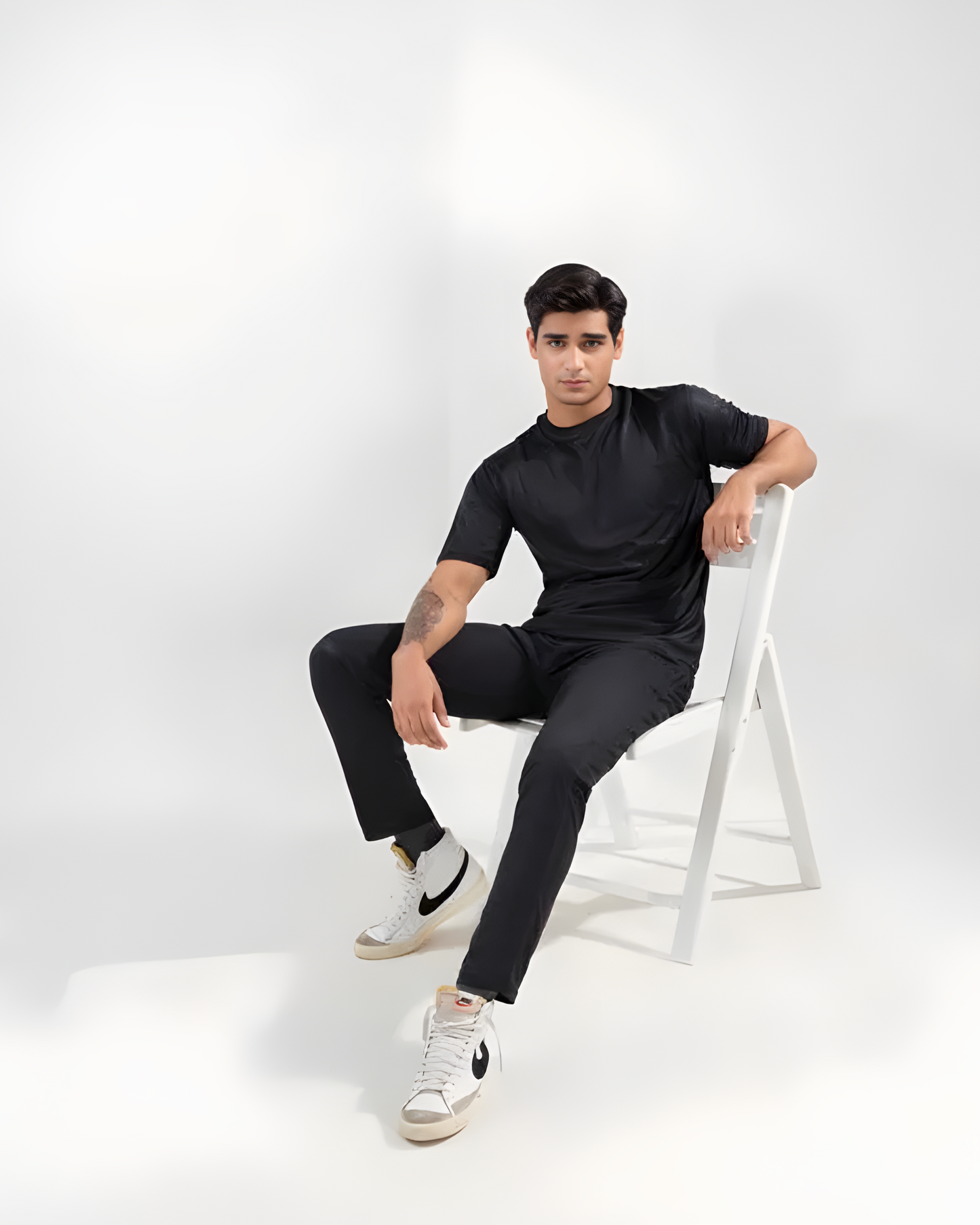 Two-Piece Dri Fit Texture Track Suit for Men- Black