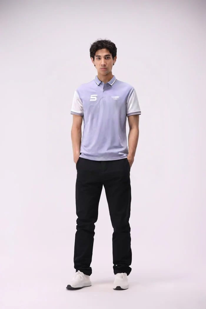 Purple & White Cotton Polo T-Shirt for Men