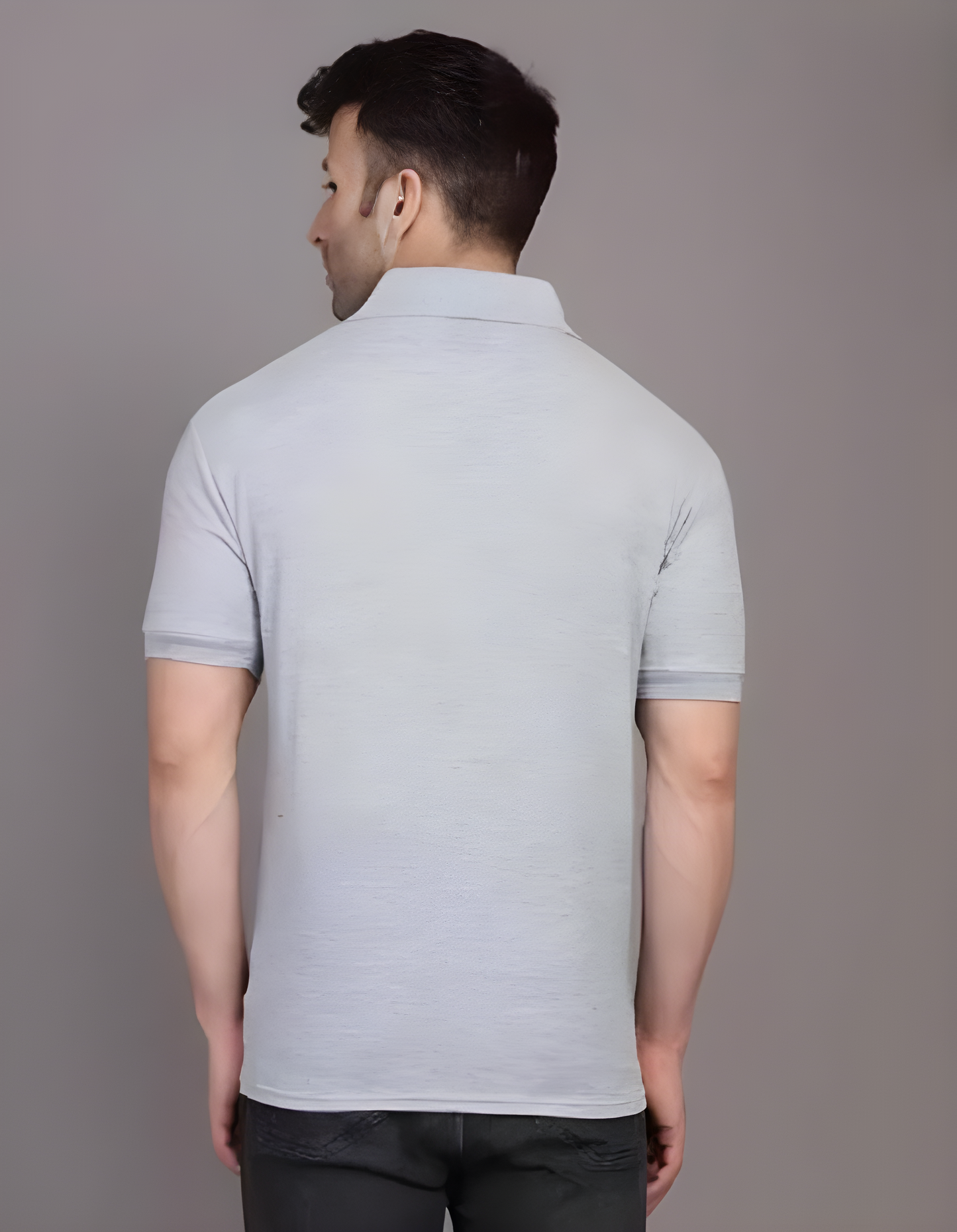 Men's Cotton Plain Polo T-Shirt - Grey
