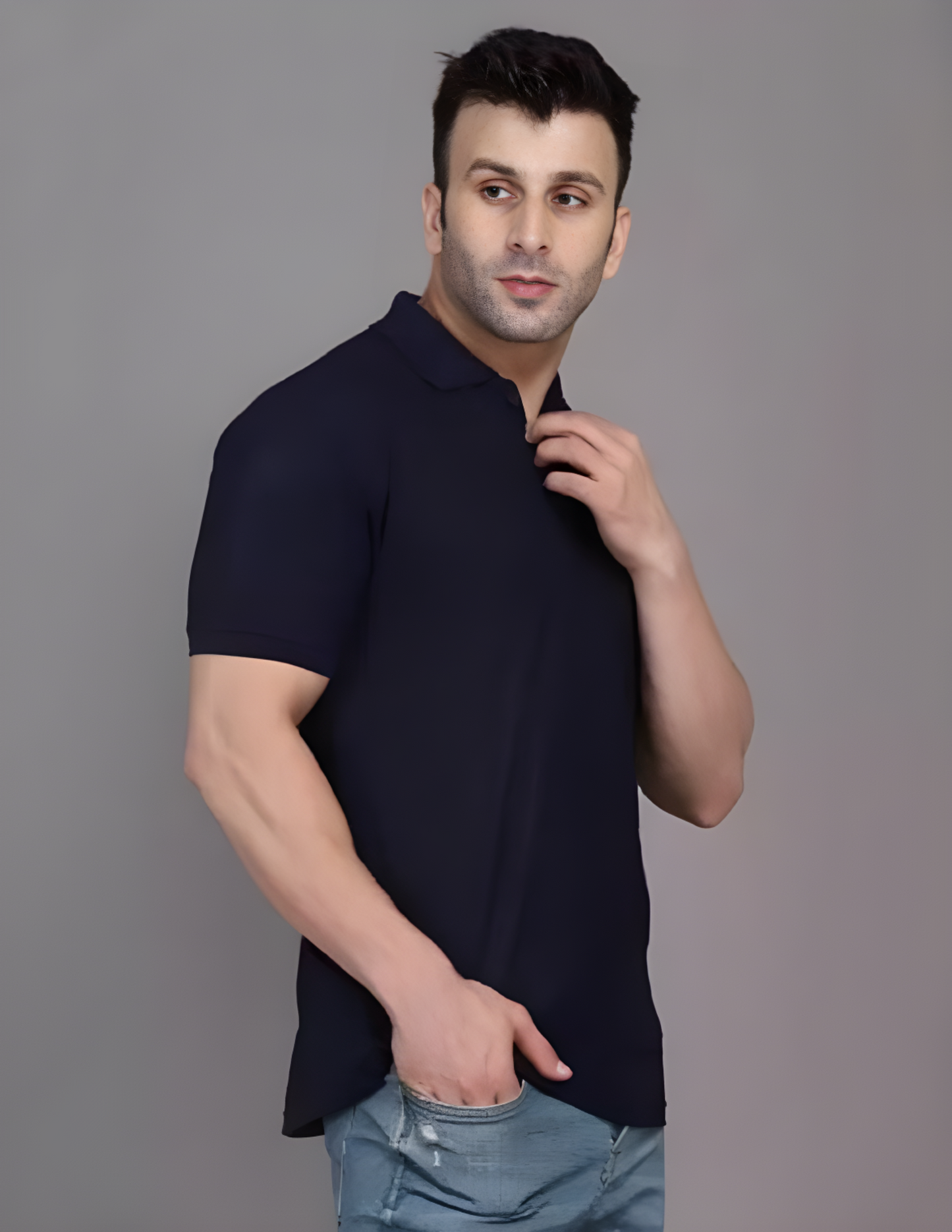 Men's Cotton Plain Polo T-Shirt - Black