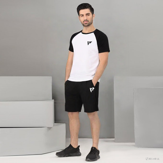 Two-Piece Micro Printed Shirt & Shorts