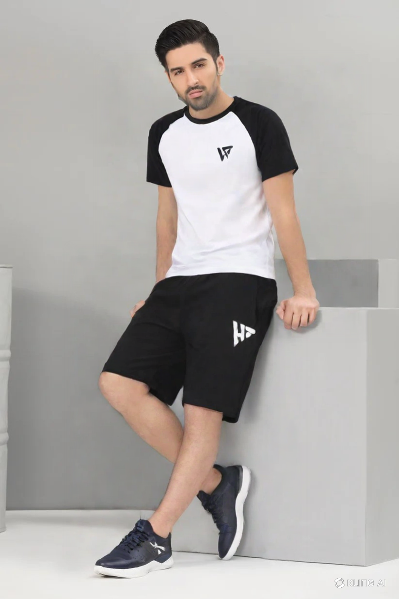 Two-Piece Micro Printed Shirt & Shorts