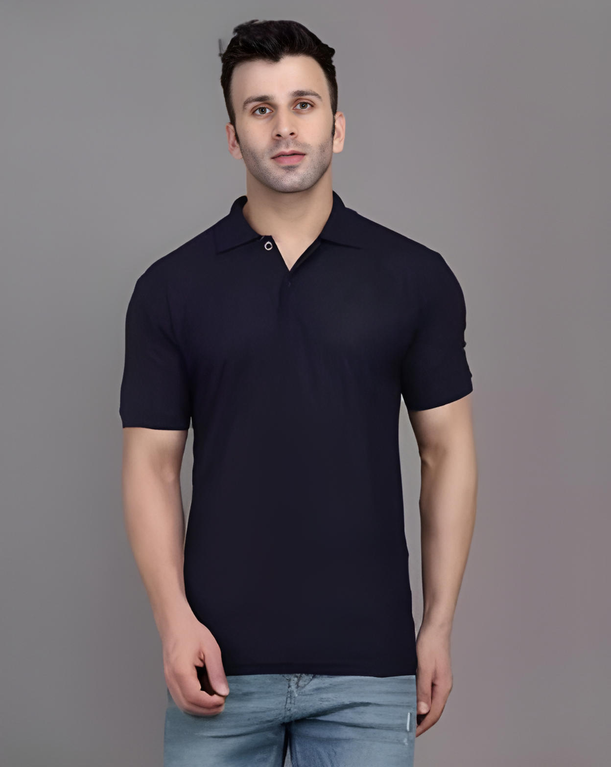 Men's Cotton Plain Polo T-Shirt - Black